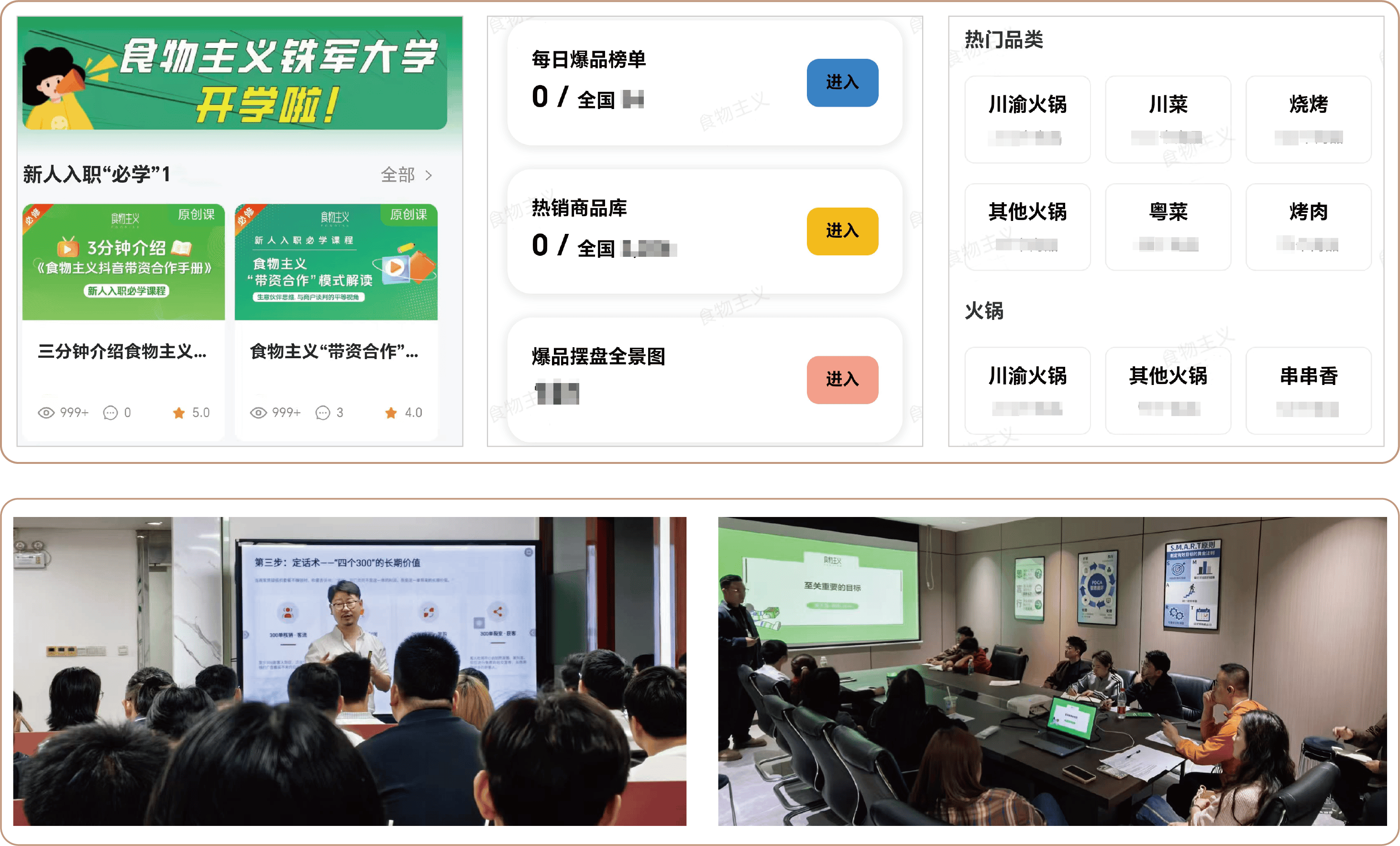食物主义铁军大学、爆品 CRM 和线下培训现场